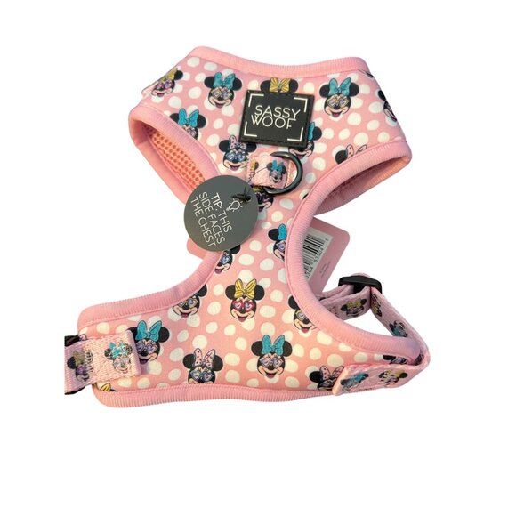 Disney Sassy Woof Minnie Mouse Adjustable Dog Harness Pink Polka Dot Size XS NWT - Picture 1 of 6